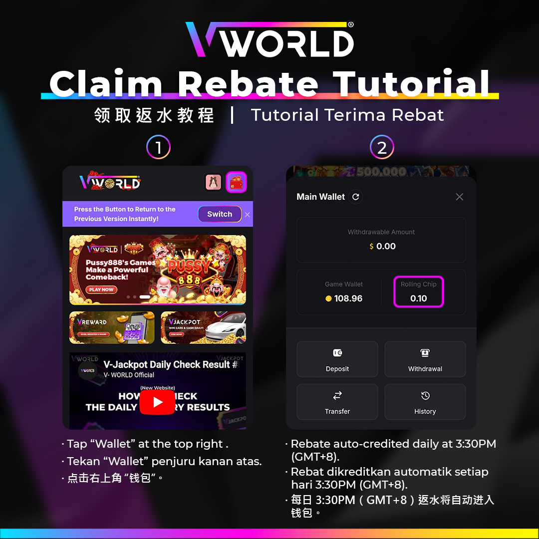 VWorld Claim Rebate Tutorial Malaysia