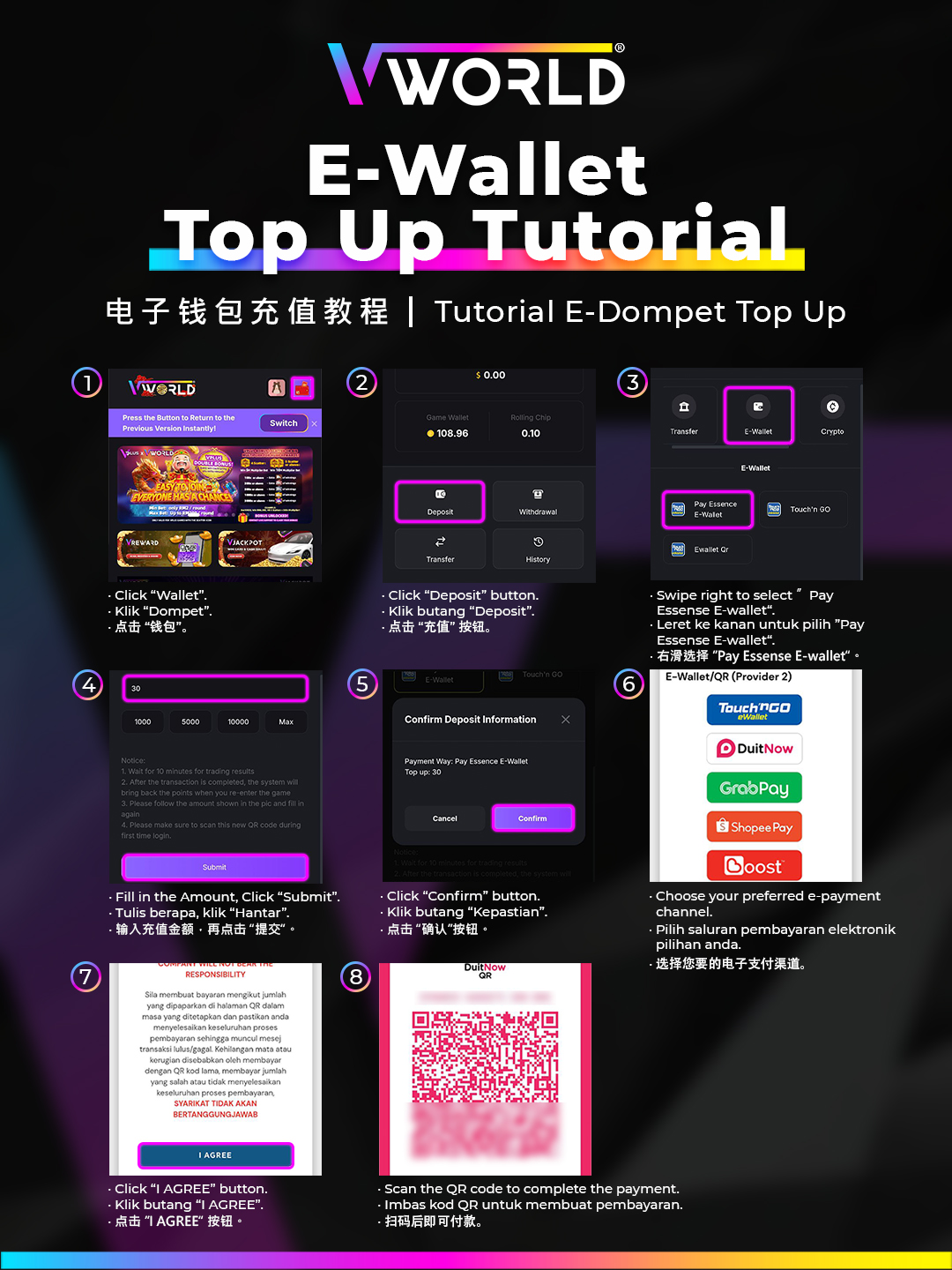 VWorld EWallet Top Up Tutorial TNG