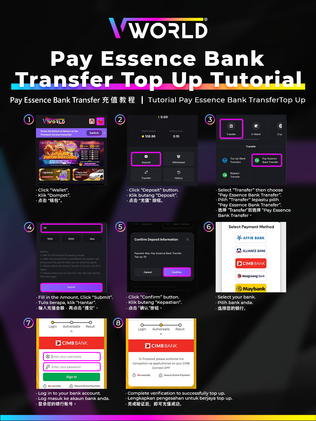 VWorld Bank Transfer Top Up Tutorial
