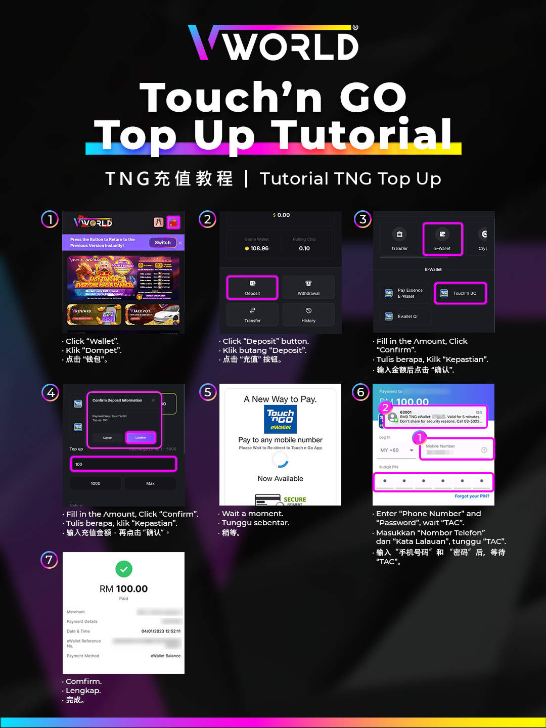 VWorld Touch n Go TNG Top Up Tutorial